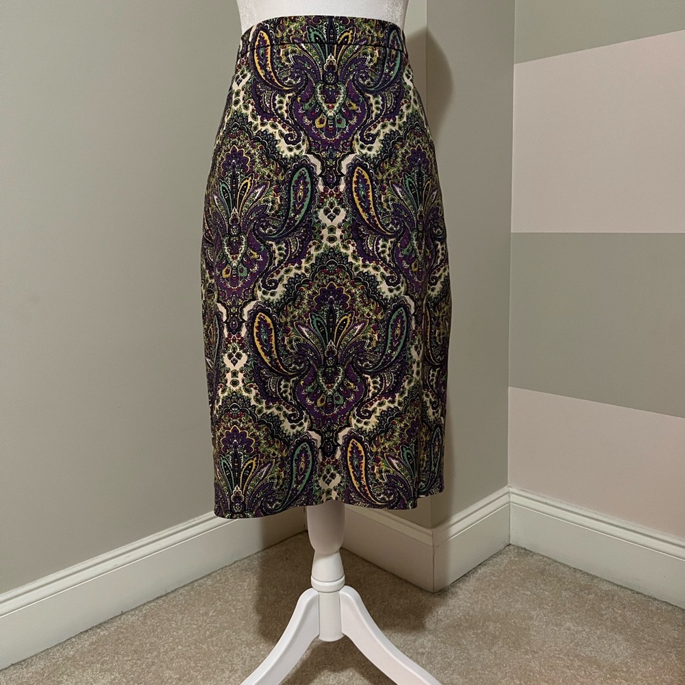 I Crew Number 2 Paisley Pencil Skirt